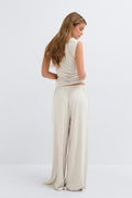 Soft wide loungewear trousers - Beige melange