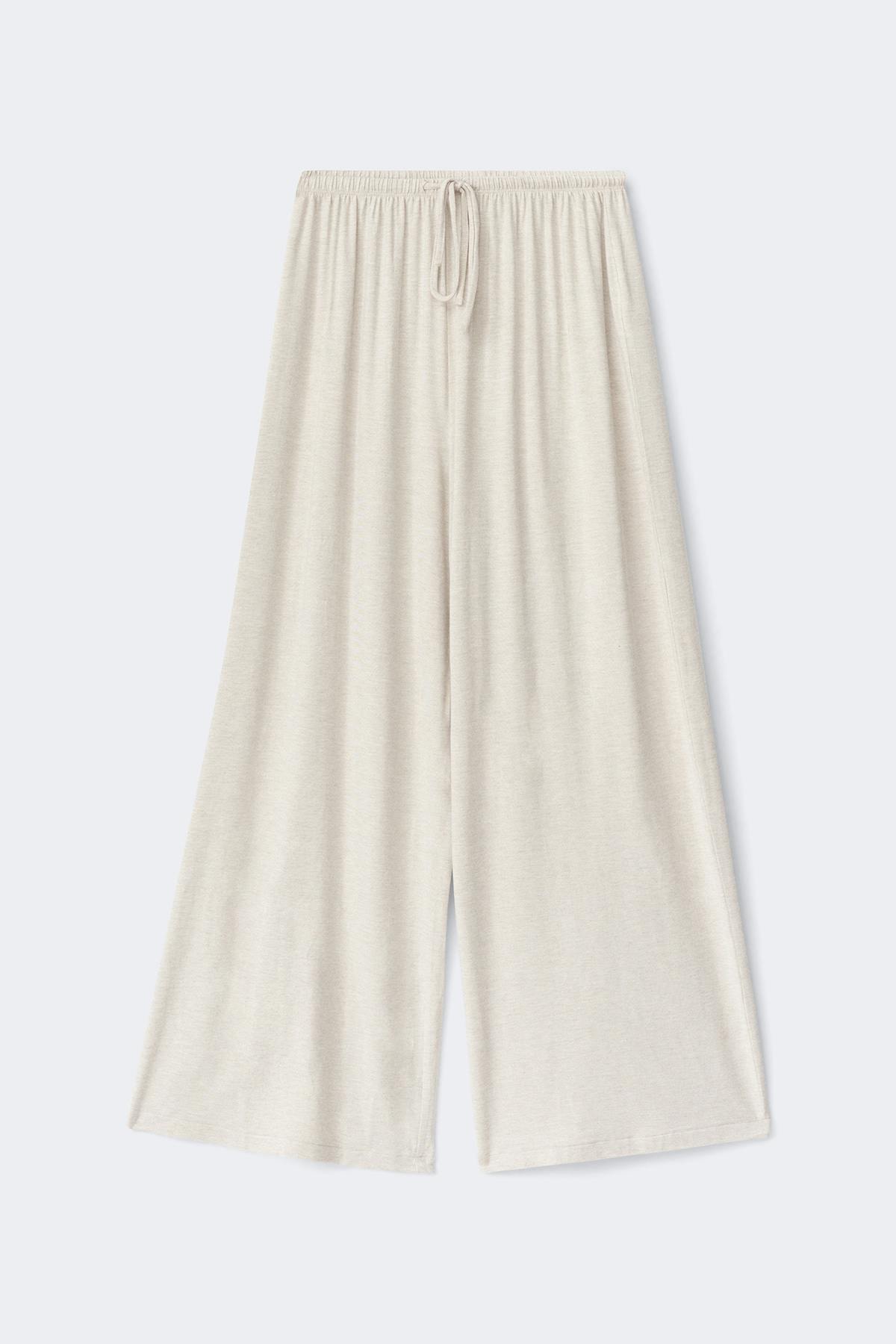 Soft wide loungewear trousers - Beige melange