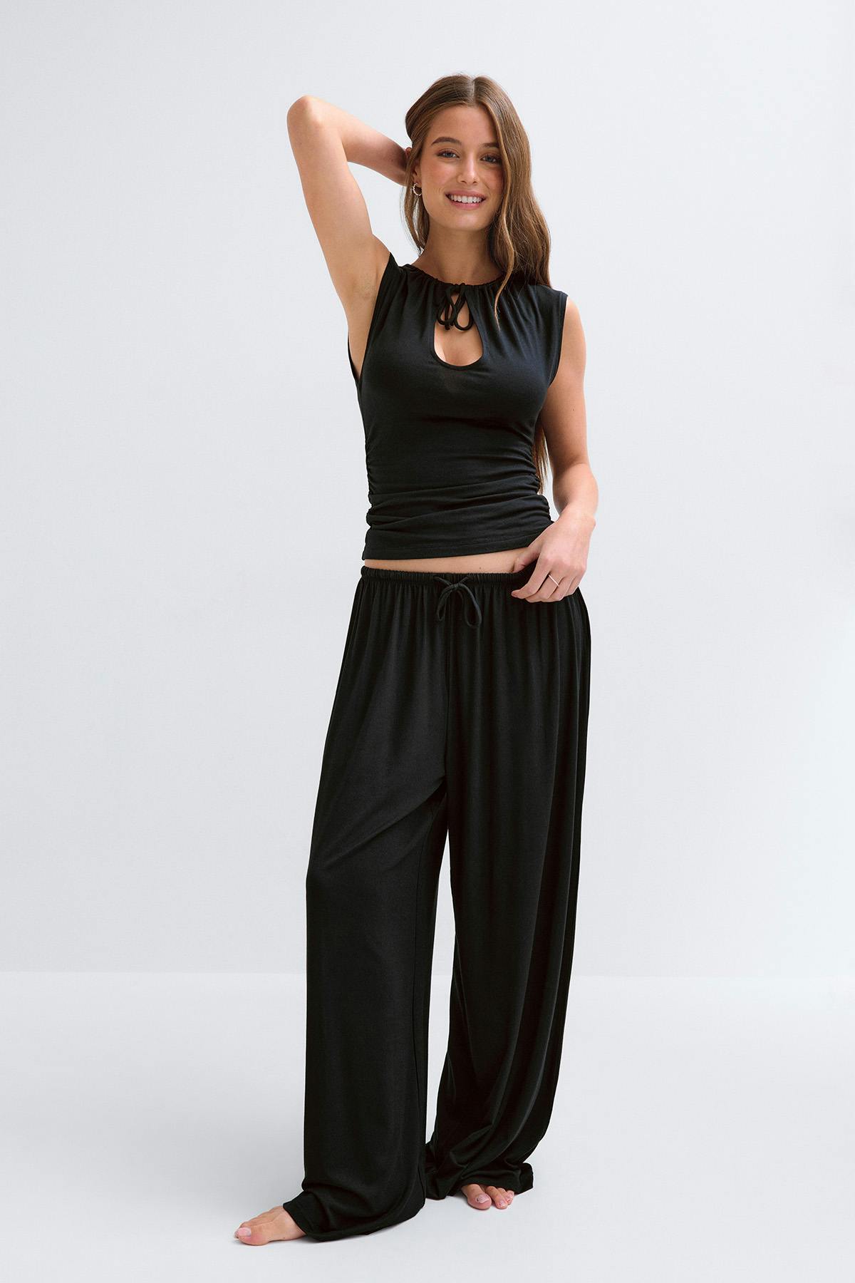 Soft wide loungewear trousers - Noir
