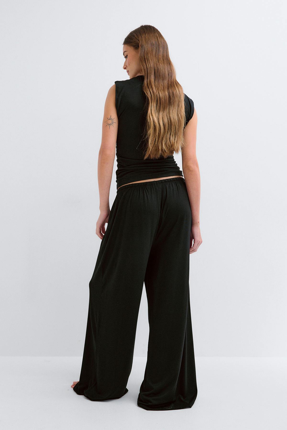 Soft wide loungewear trousers - Noir