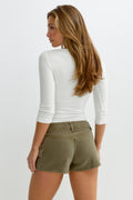 Cargo denim shorts - Kaki