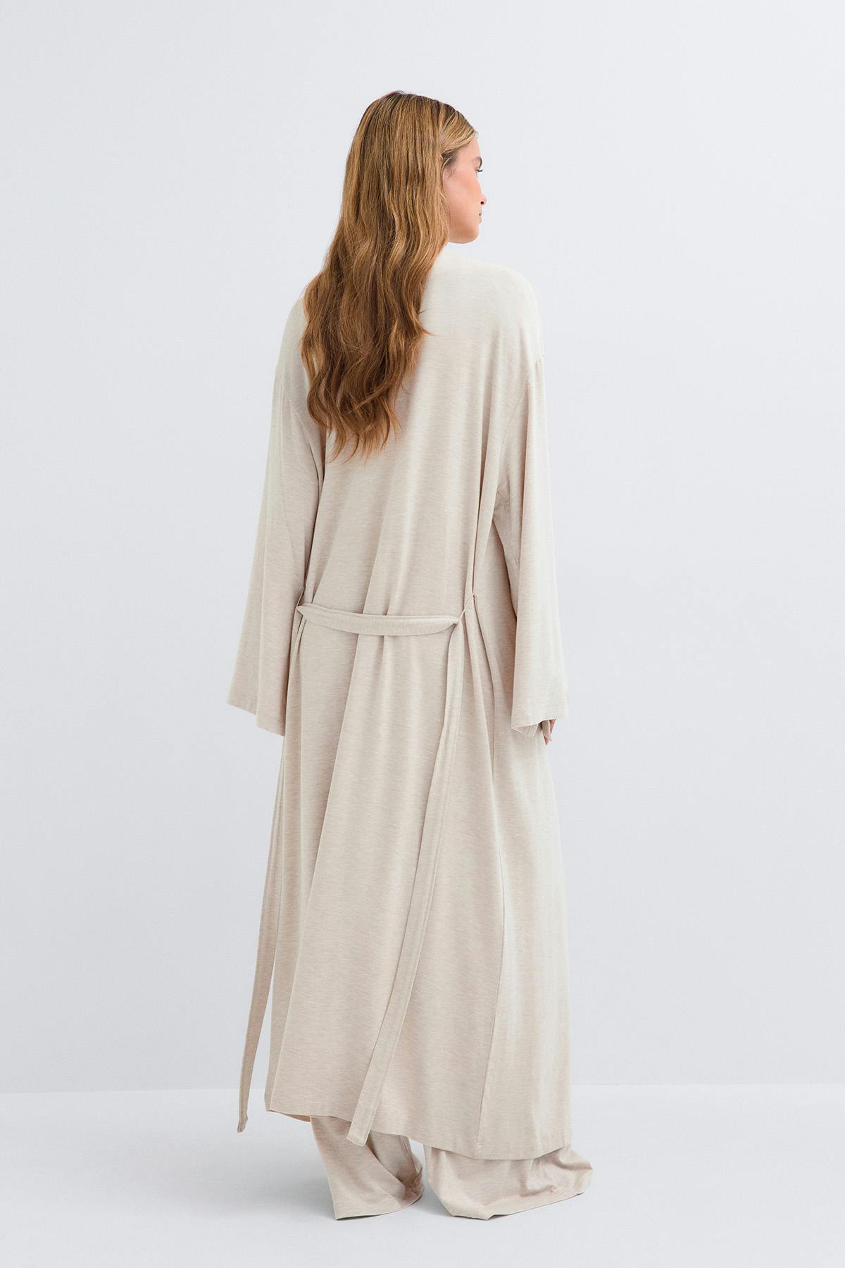 Soft loungewear robe - Beige melange