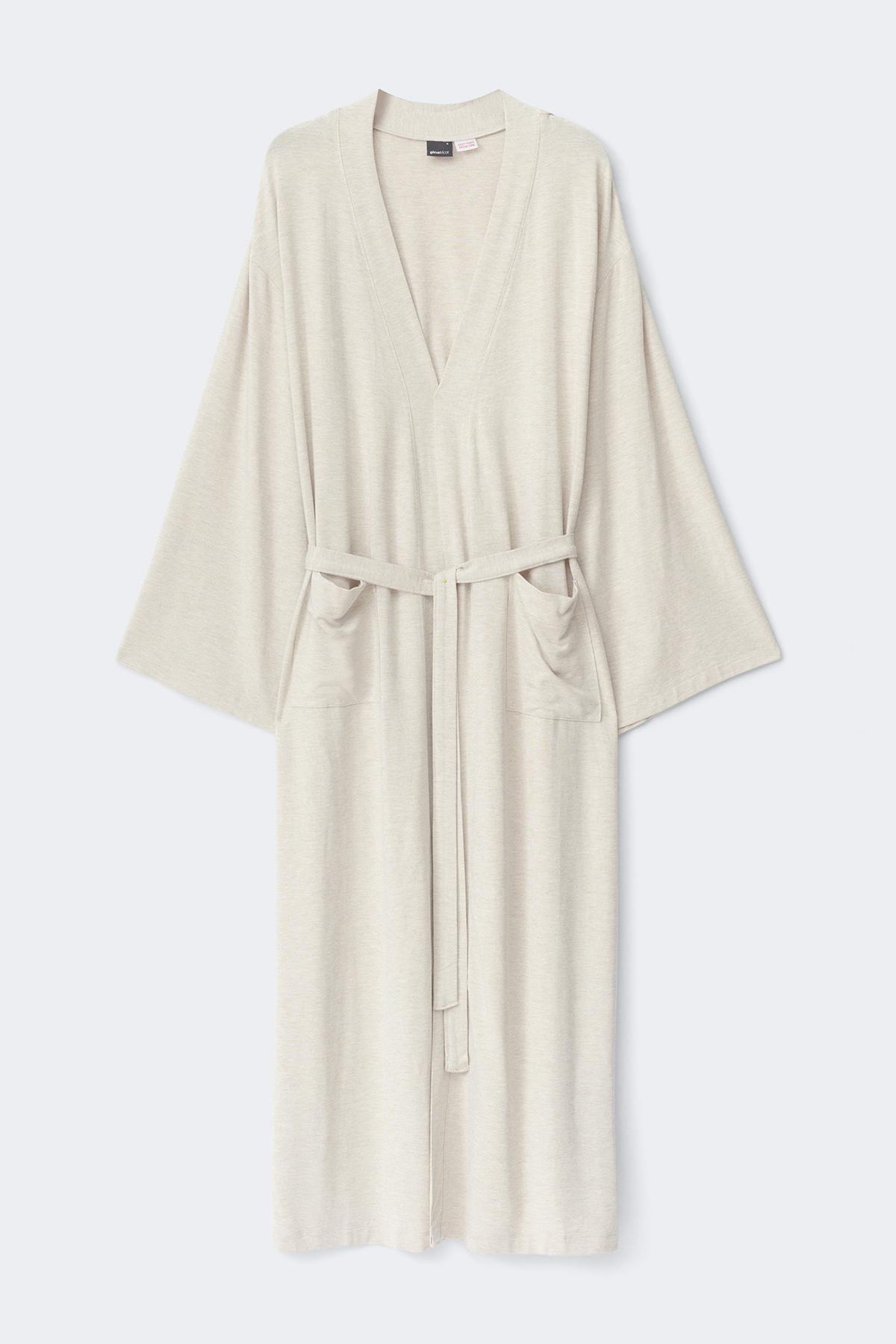 Soft loungewear robe - Beige melange