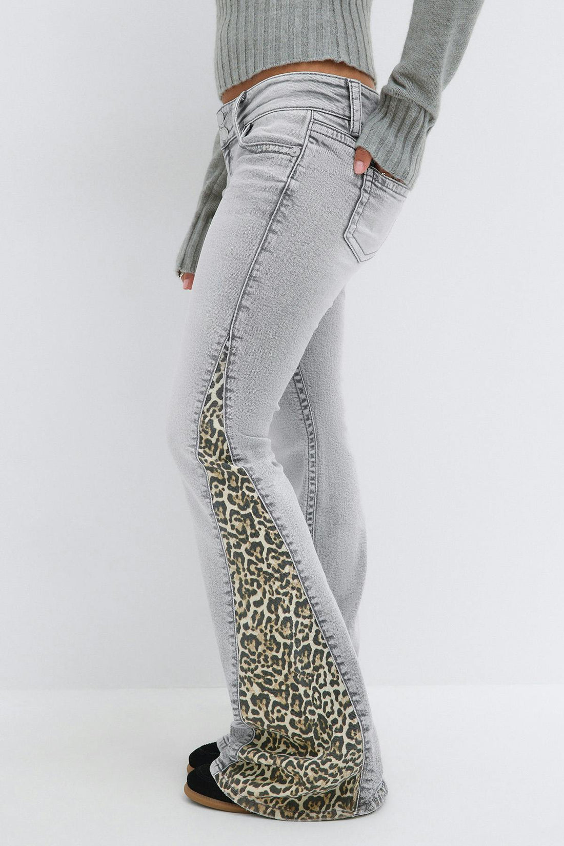14+ wedge iconic flare jeans - Gris clair