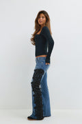 14+ lace love flare jeans - Bleu clair