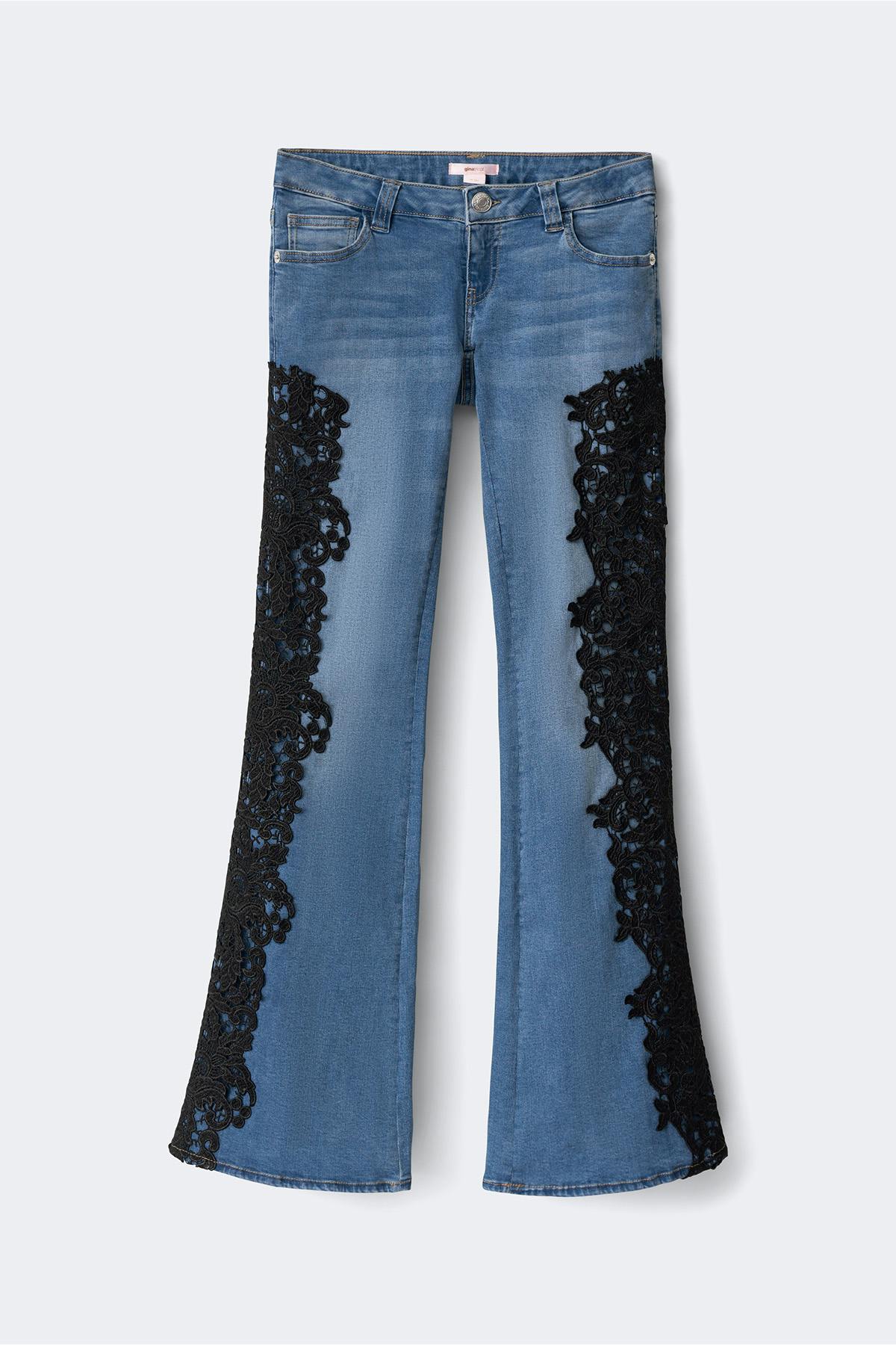 14+ lace love flare jeans - Bleu clair