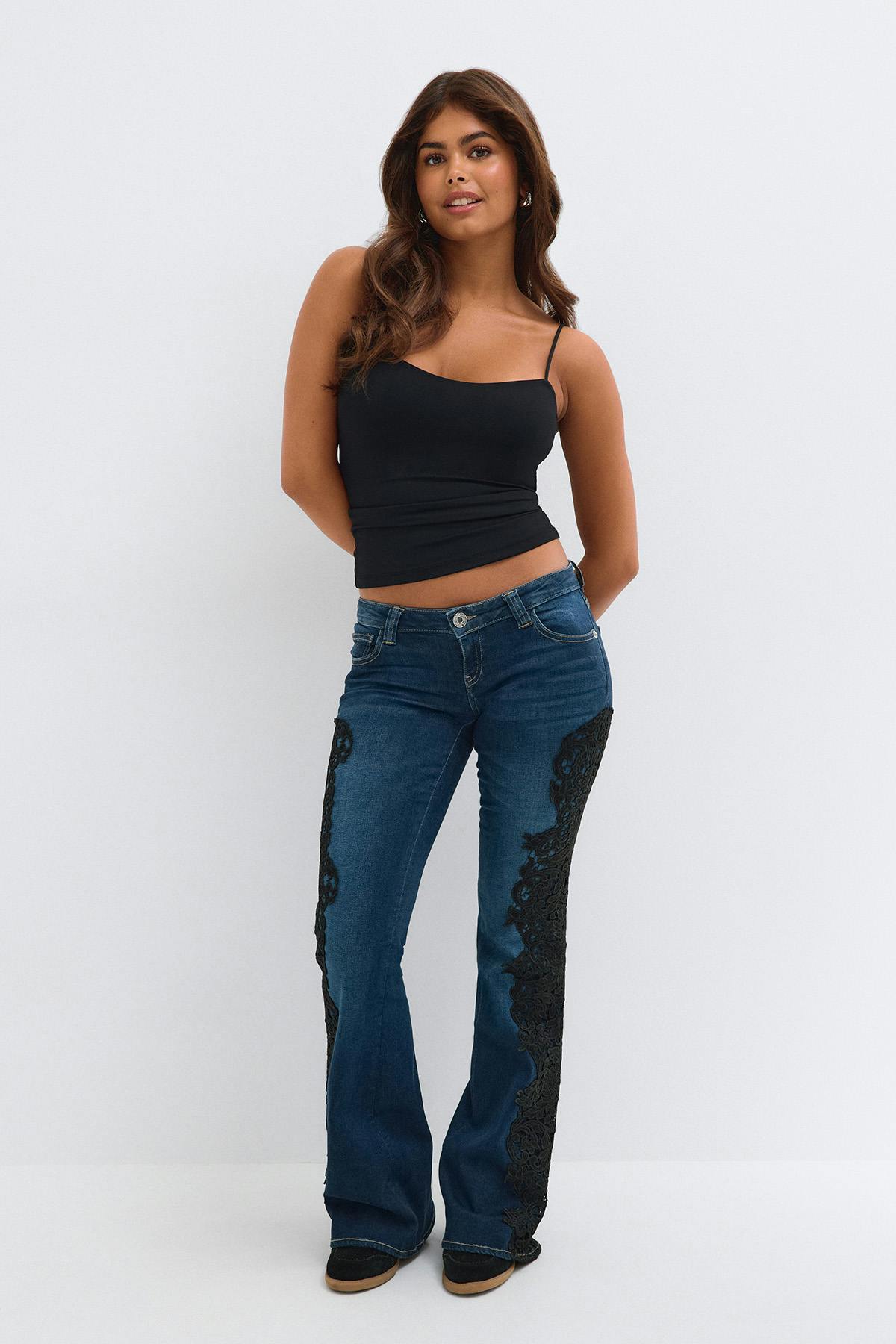14+ lace love flare jeans - Bleu foncé