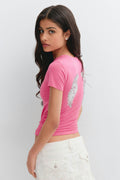 Y printed tee - Rose