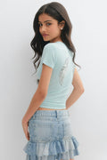 Y printed tee - Ice blue