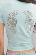 Y printed tee - Ice blue