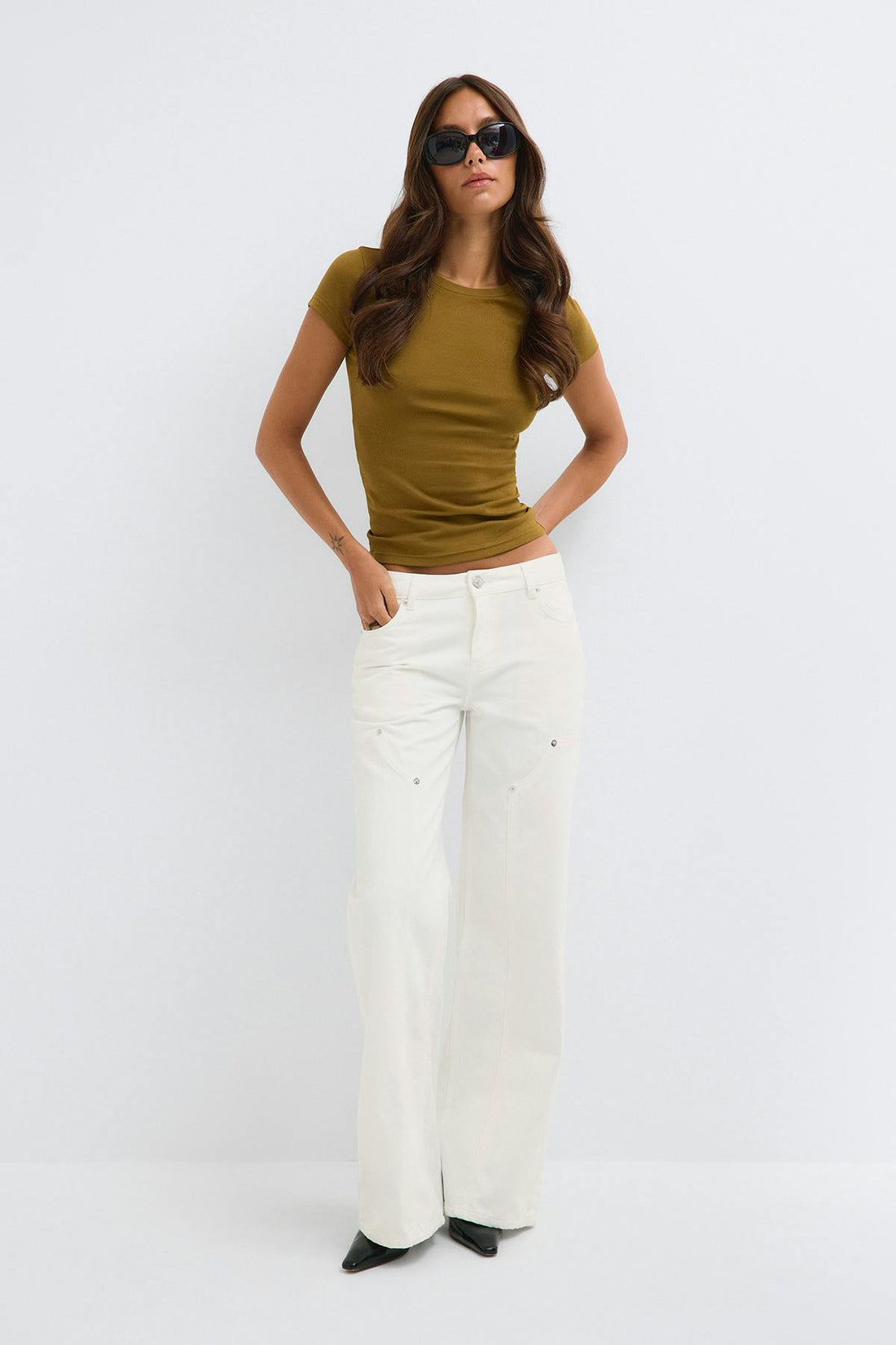 Wide workwear jeans - Blanc cassé
