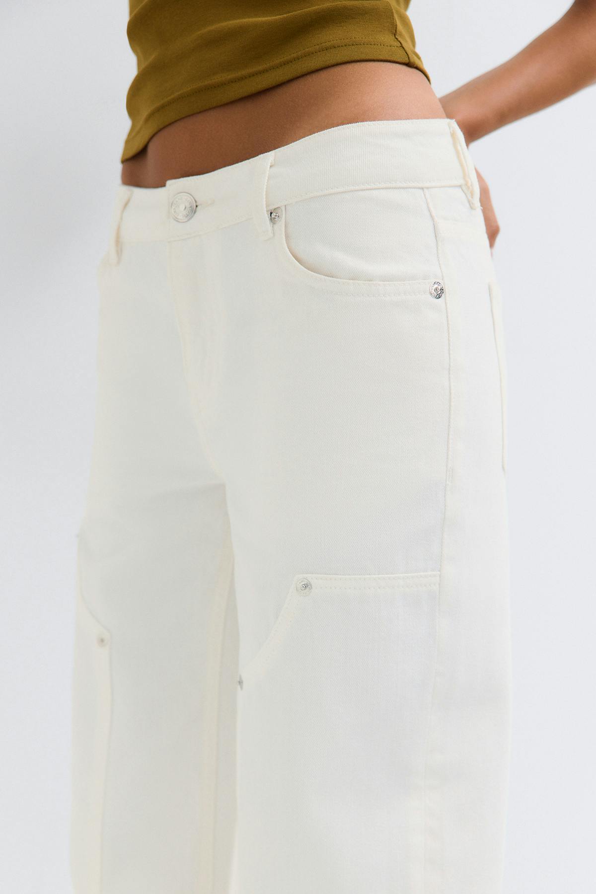 Wide workwear jeans - Blanc cassé