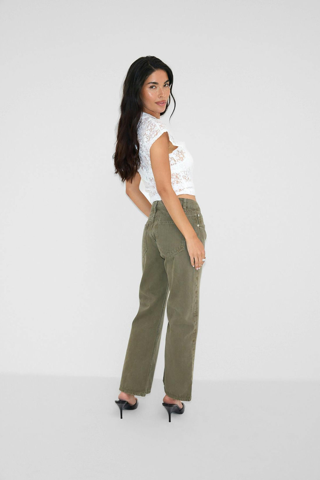 Crush cropped jeans - Kaki