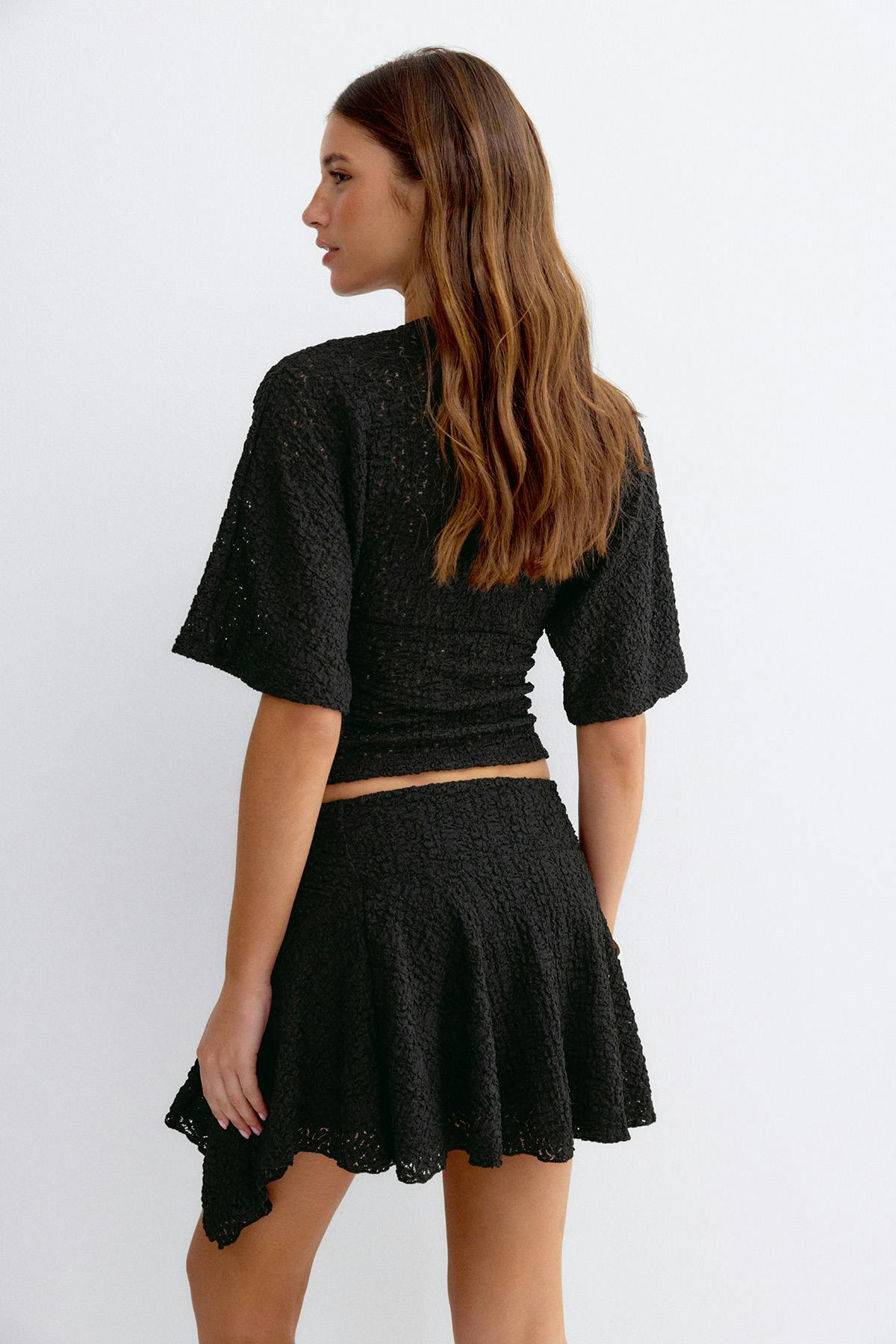 Textured mini skirt - Noir
