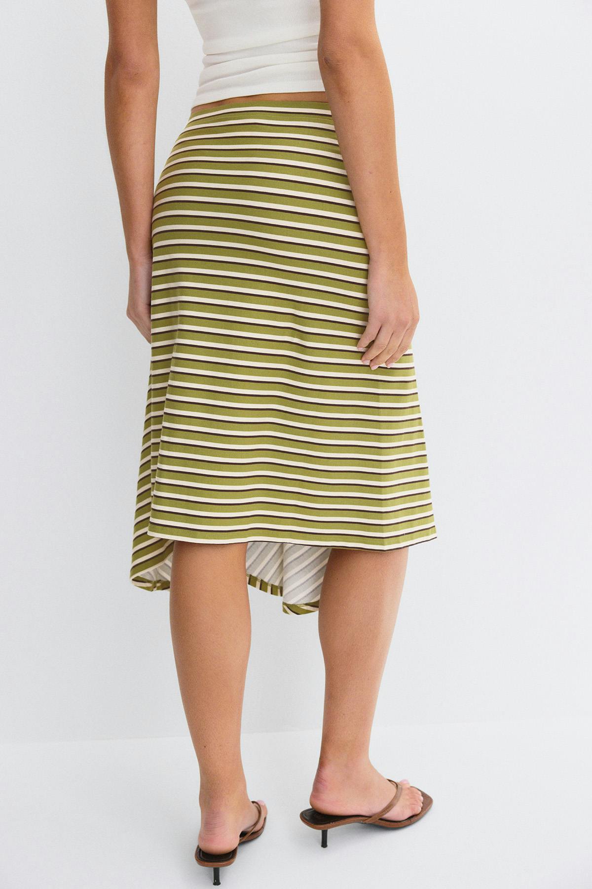 Asymmetric skirt - Green stripe