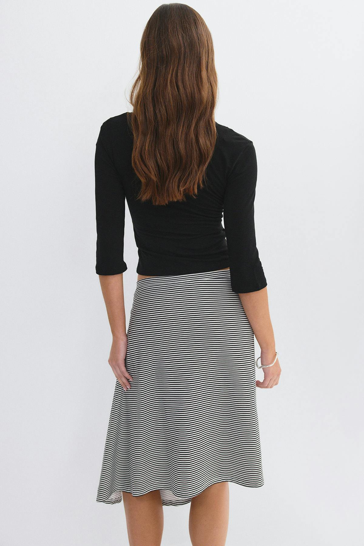 Asymmetric skirt - Green stripe