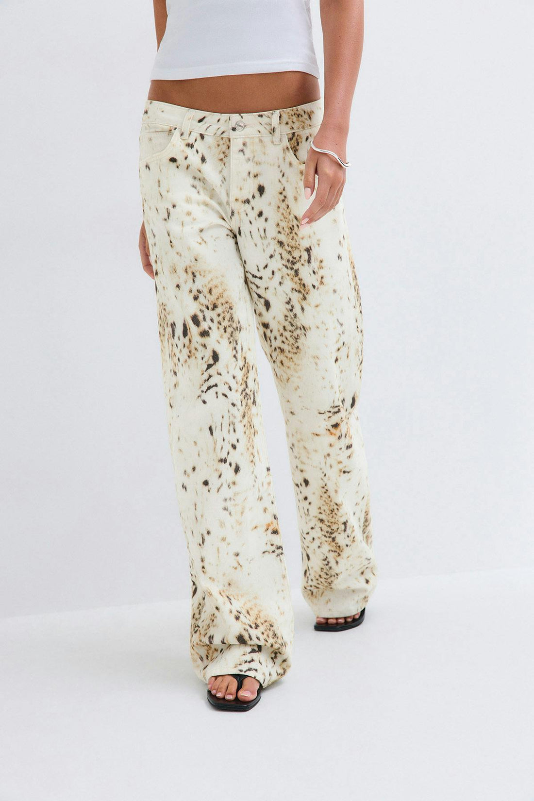 Low wild wide jeans - Offwhite/pineapple