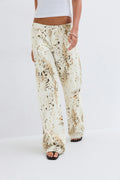 Low wild wide jeans - Offwhite/pineapple