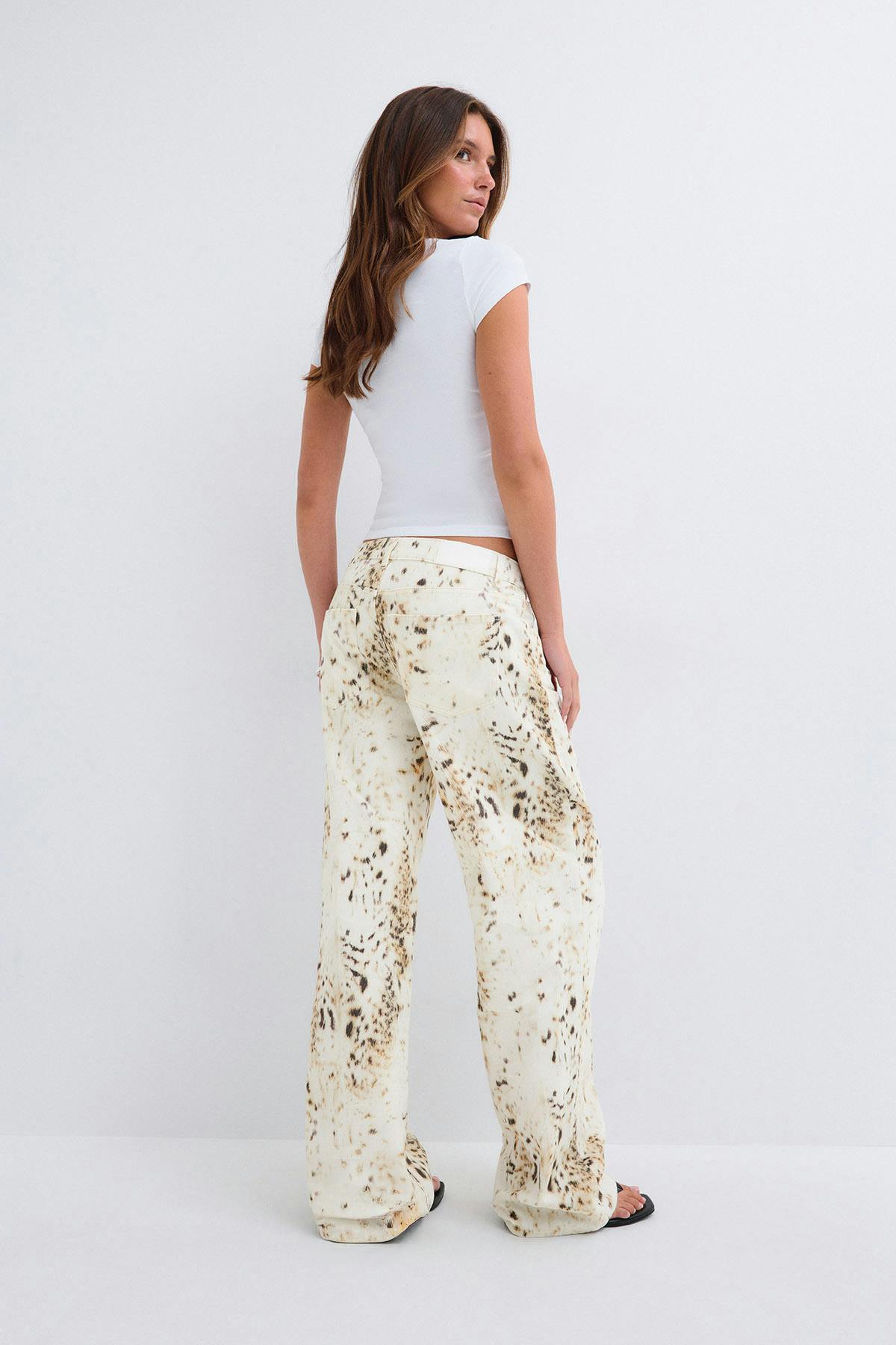 Low wild wide jeans - Offwhite/pineapple