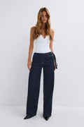 Booty belted jeans - Blanc cassé