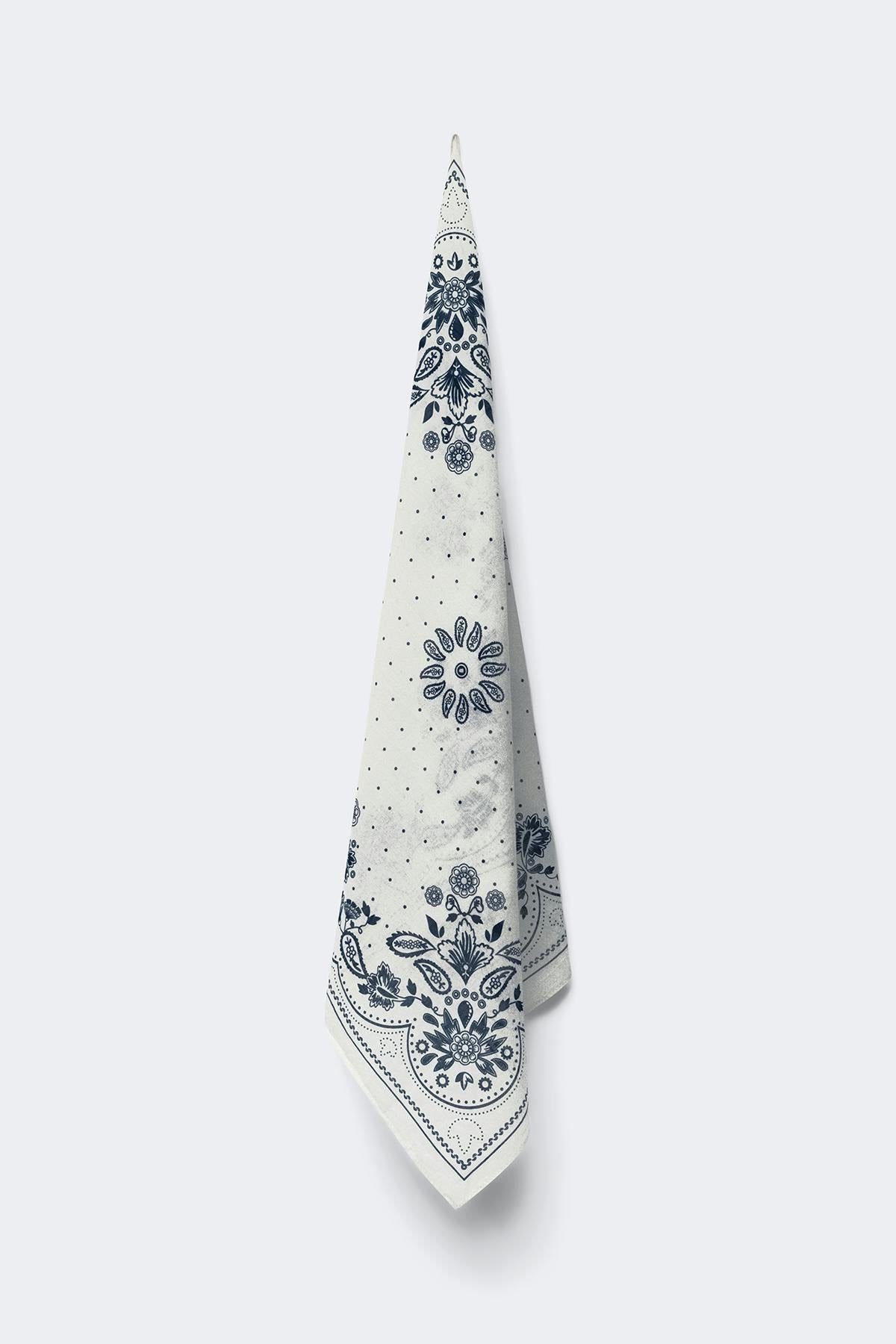 Cotton bandana scarf - Tan/red