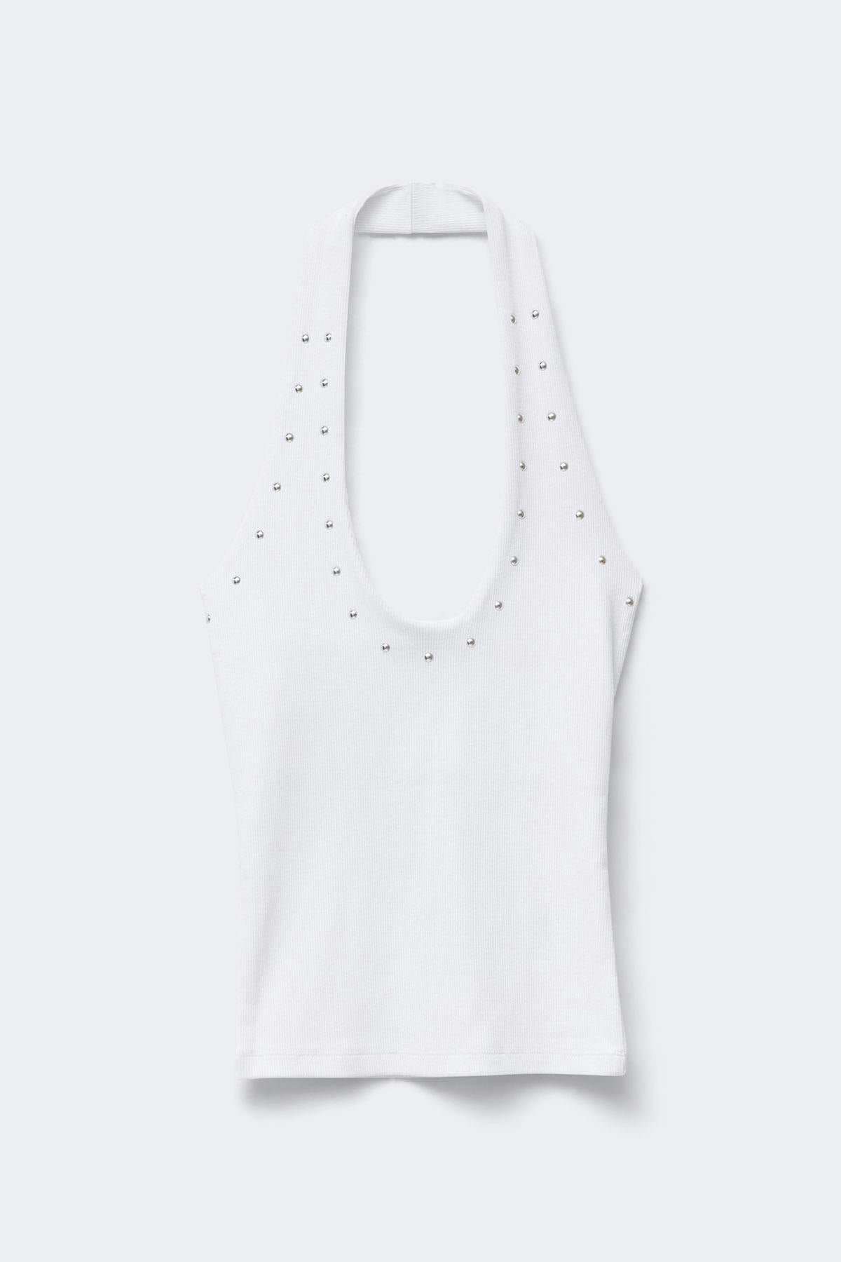 Studded halterneck top - Noir
