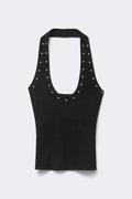 Studded halterneck top - Noir
