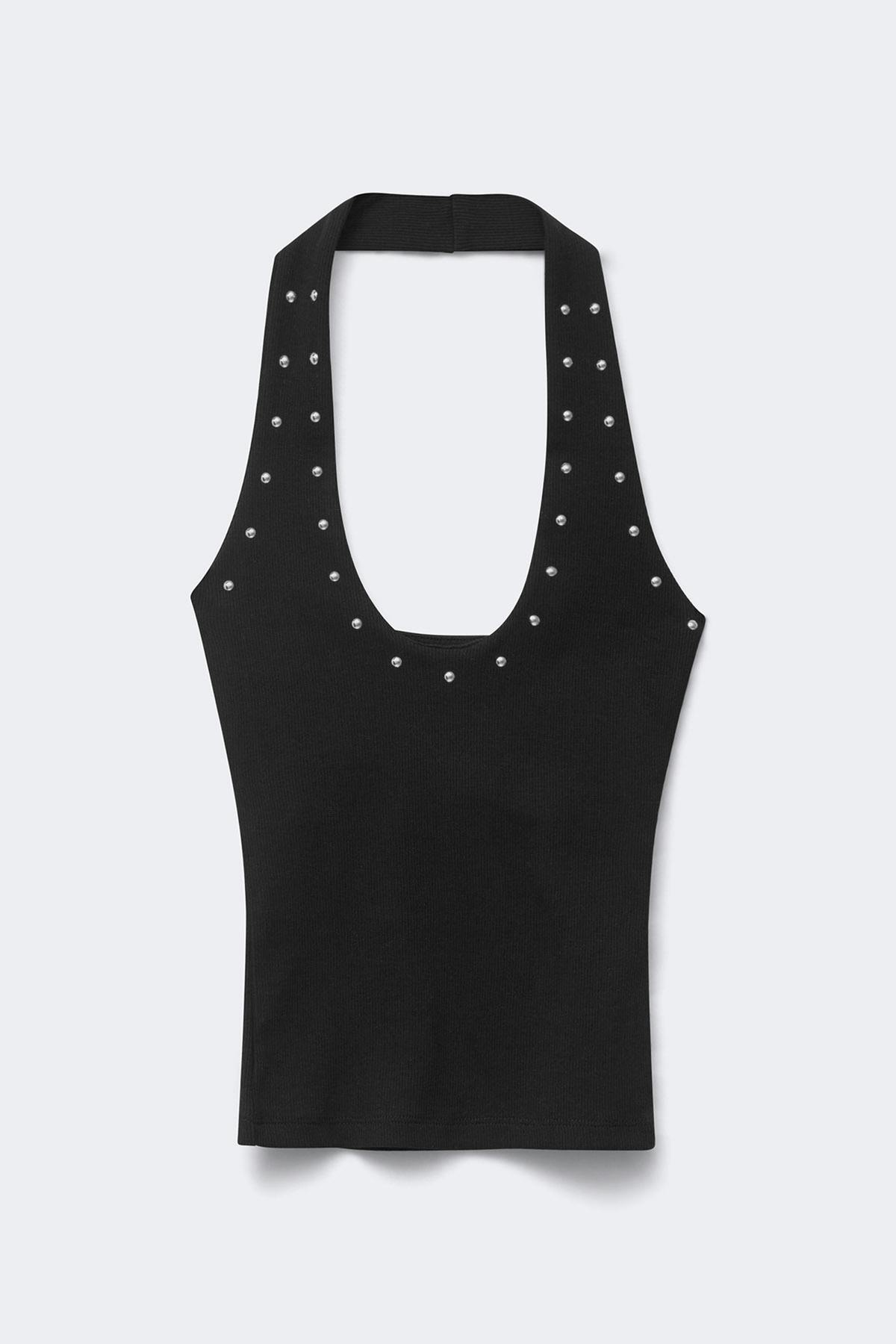 Studded halterneck top - Noir