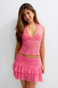 14+ lace detail top - Blanc