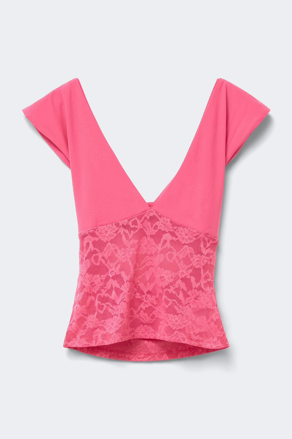 14+ lace detail top - Pink lemonade