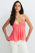 Sheer ruffle strap singlet - Blanc cassé