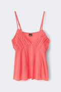 Sheer ruffle strap singlet - Corail