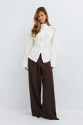 High neck shaped shirt - Blanc
