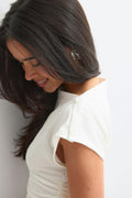 Re tok buttoned shoulder top - Blanc cassé