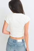 Re tok buttoned shoulder top - Blanc cassé
