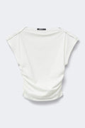 Re tok buttoned shoulder top