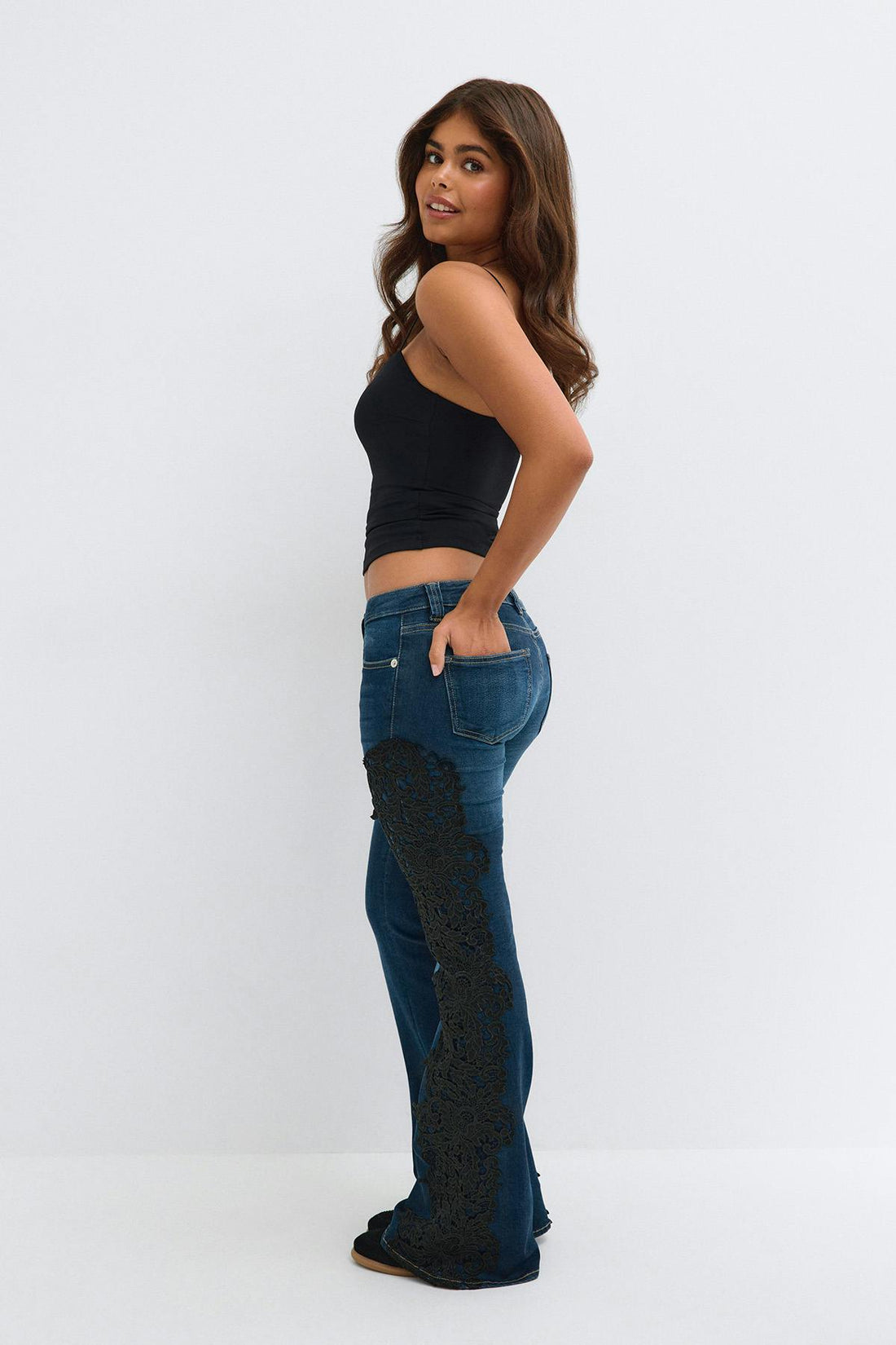 14+ lace love flare jeans tall - Bleu foncé