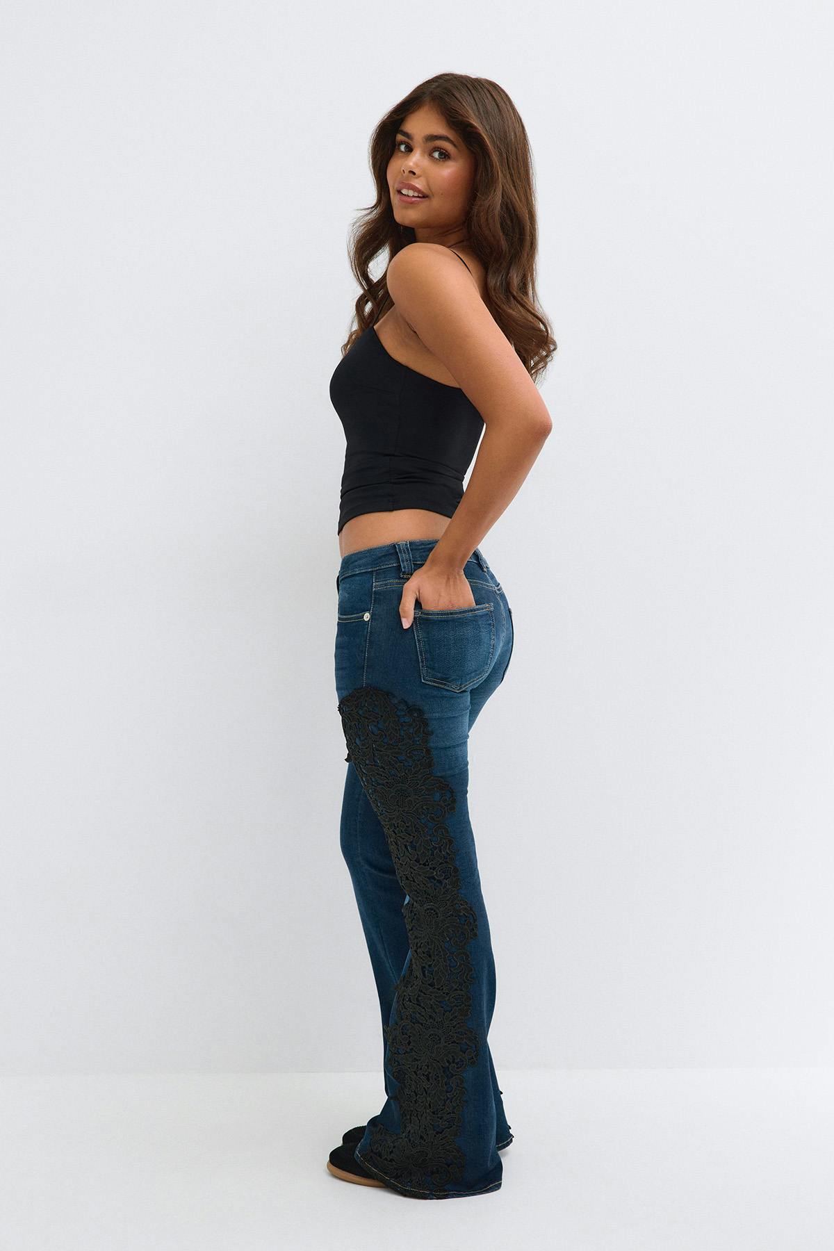 14+ lace love flare jeans tall - Bleu foncé