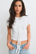 Re tok ruffled tee - Blanc