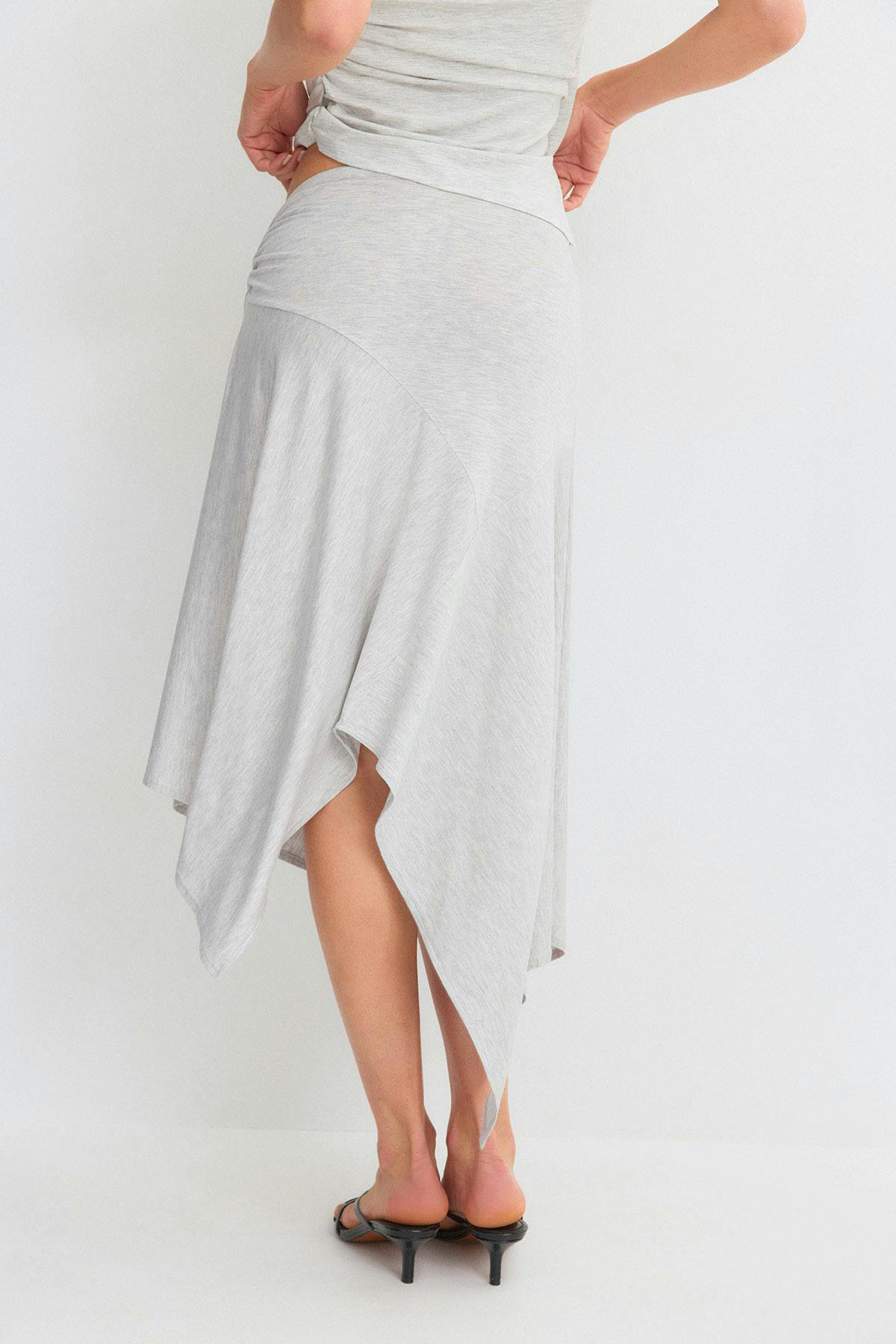 Re tok drapy skirt - Grey melange