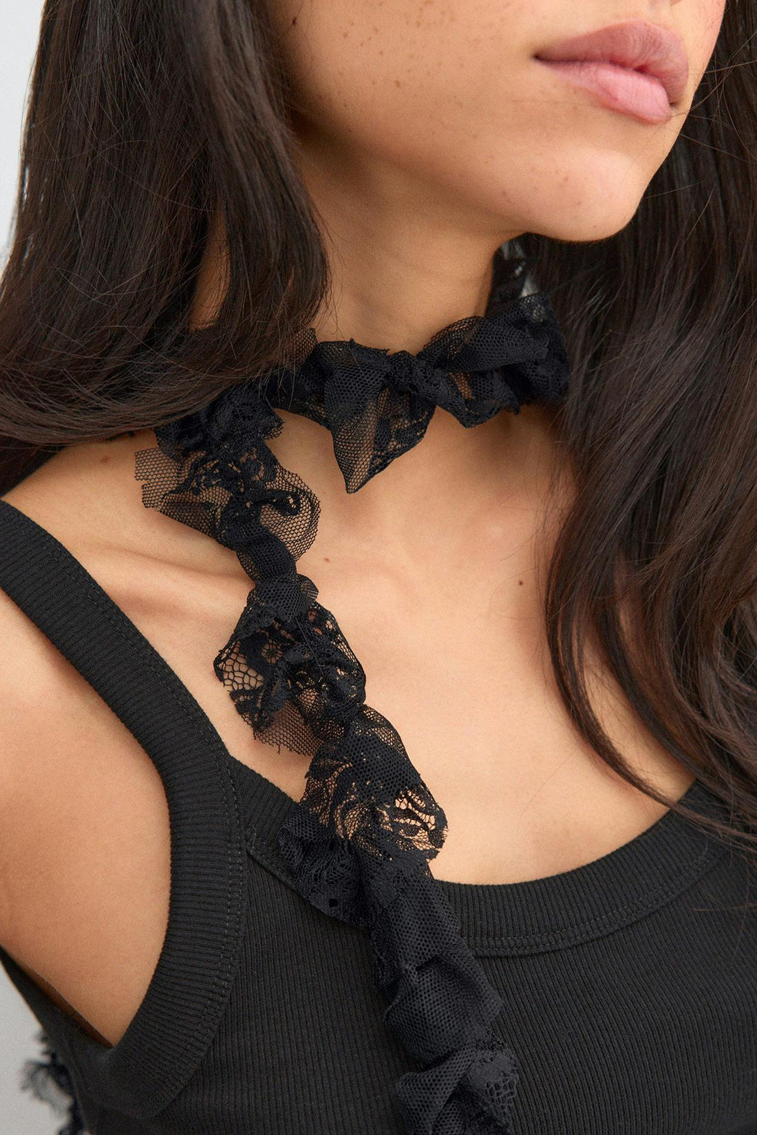 Re tok ruffled scarf - Noir