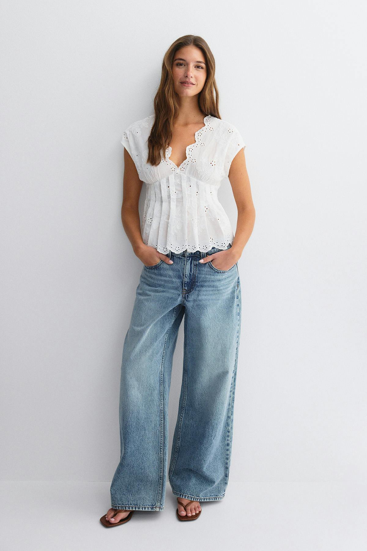 Broderie anglaise blouse - Blanc cassé