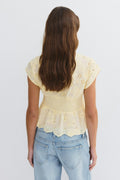 Broderie anglaise blouse - Jaune clair
