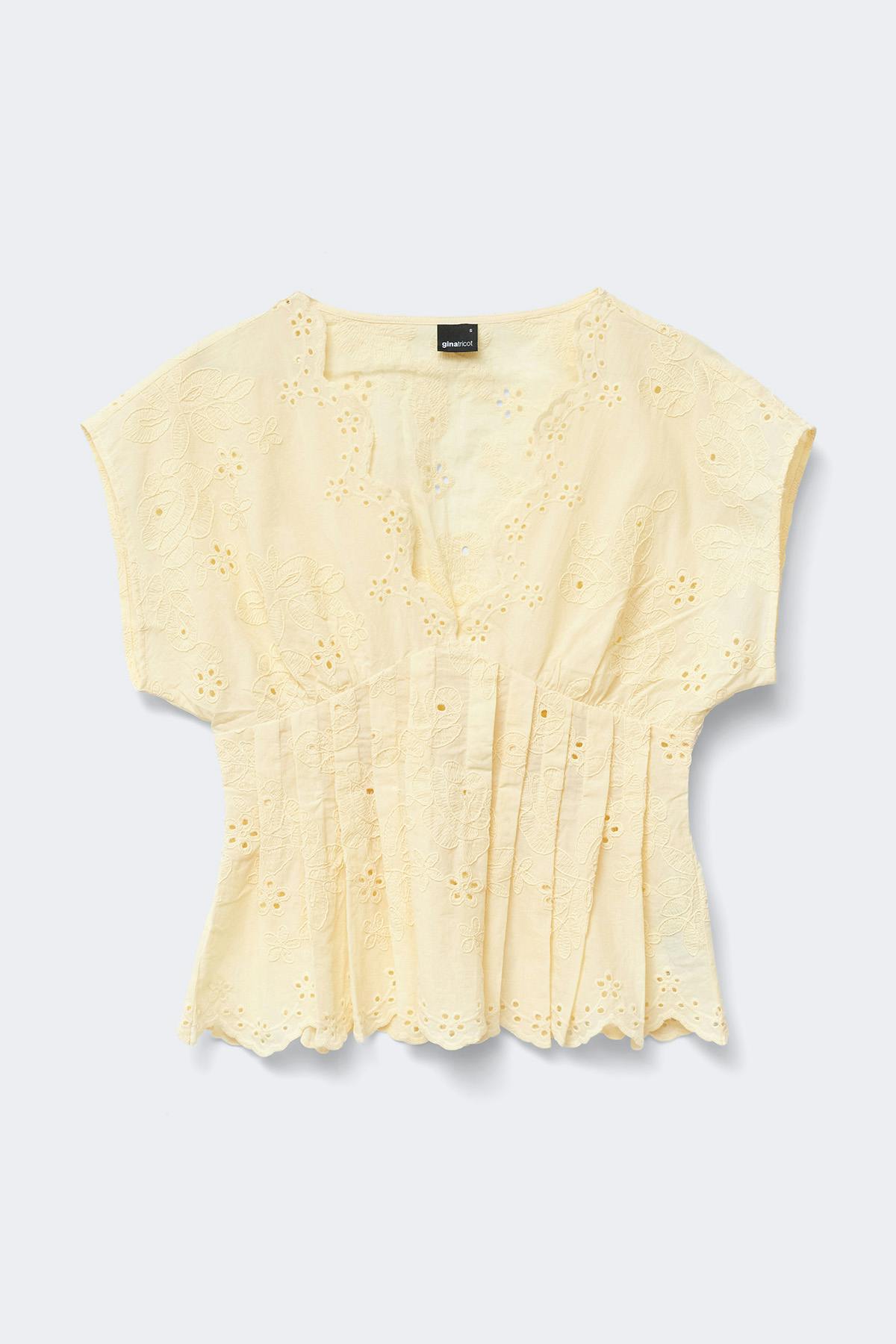 Broderie anglaise blouse - Jaune clair