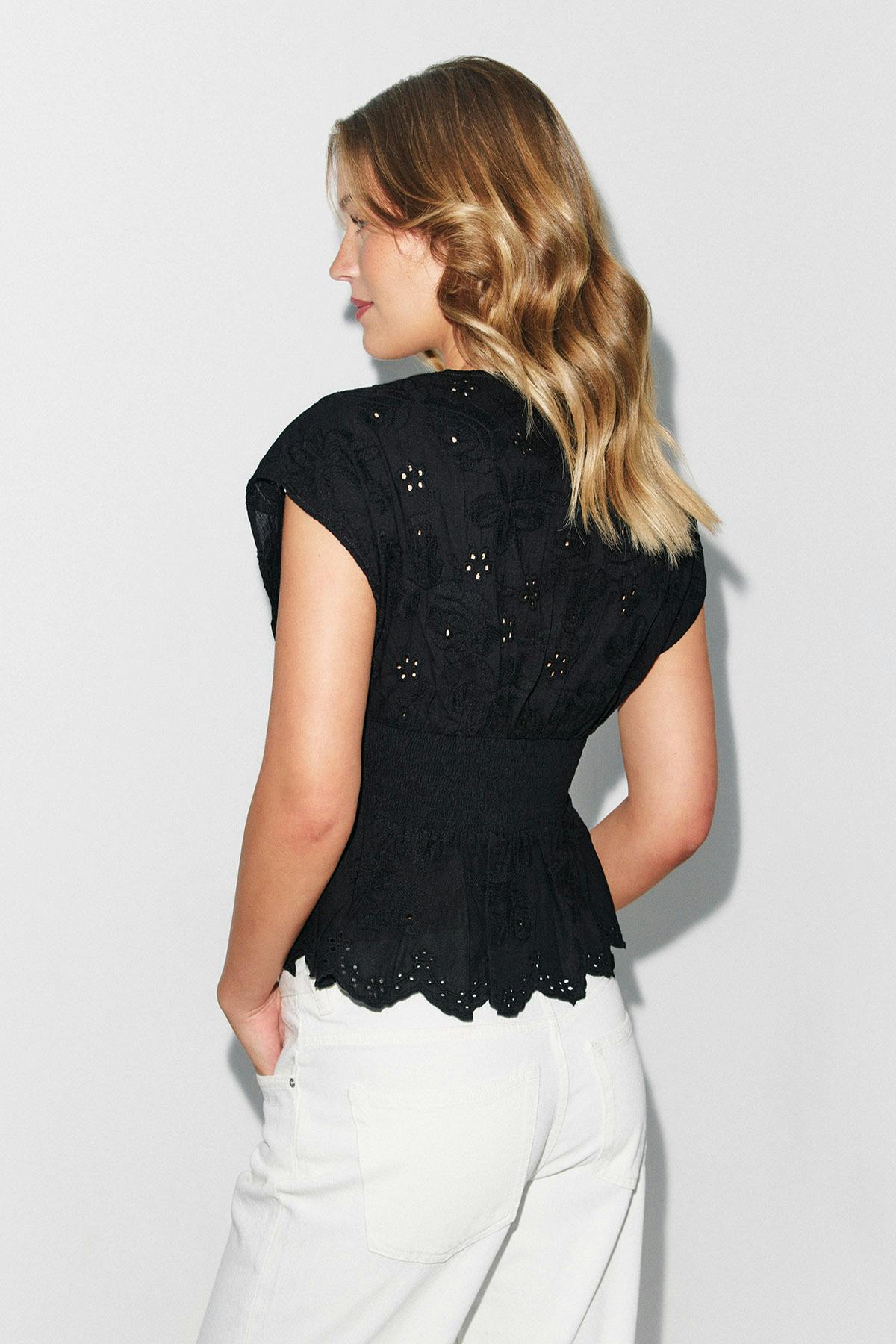Broderie anglaise blouse - Jaune clair