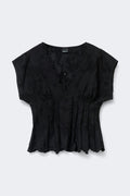 Broderie anglaise blouse - Jaune clair