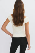 Wide neck top - Blanc cassé