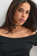 Wide neck top - Noir