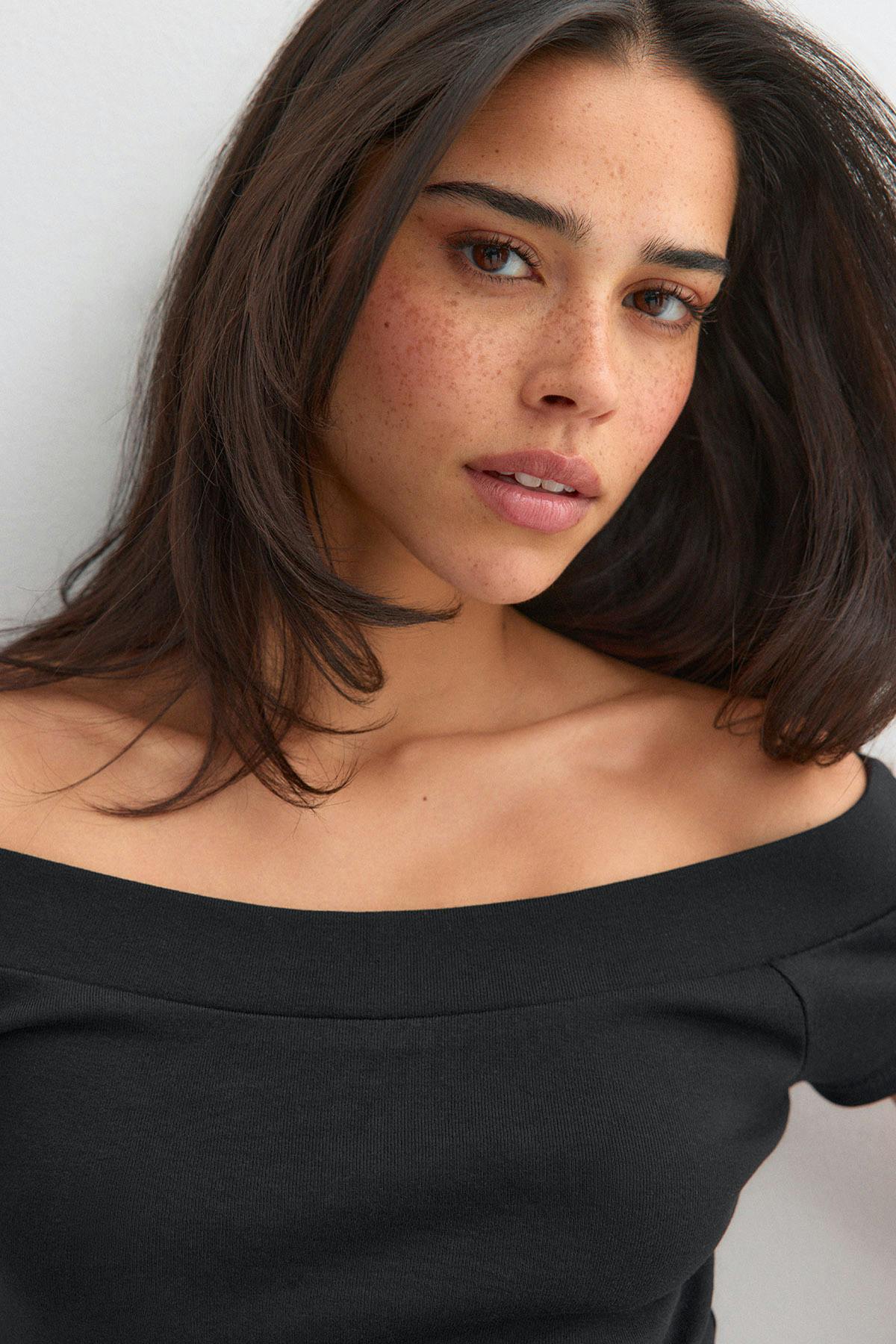Wide neck top - Noir