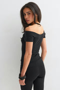 Wide neck top - Noir